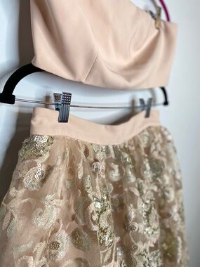 BeBe Soft Pink Sequin Two-Piece Set - Sparkling Skirt & Top